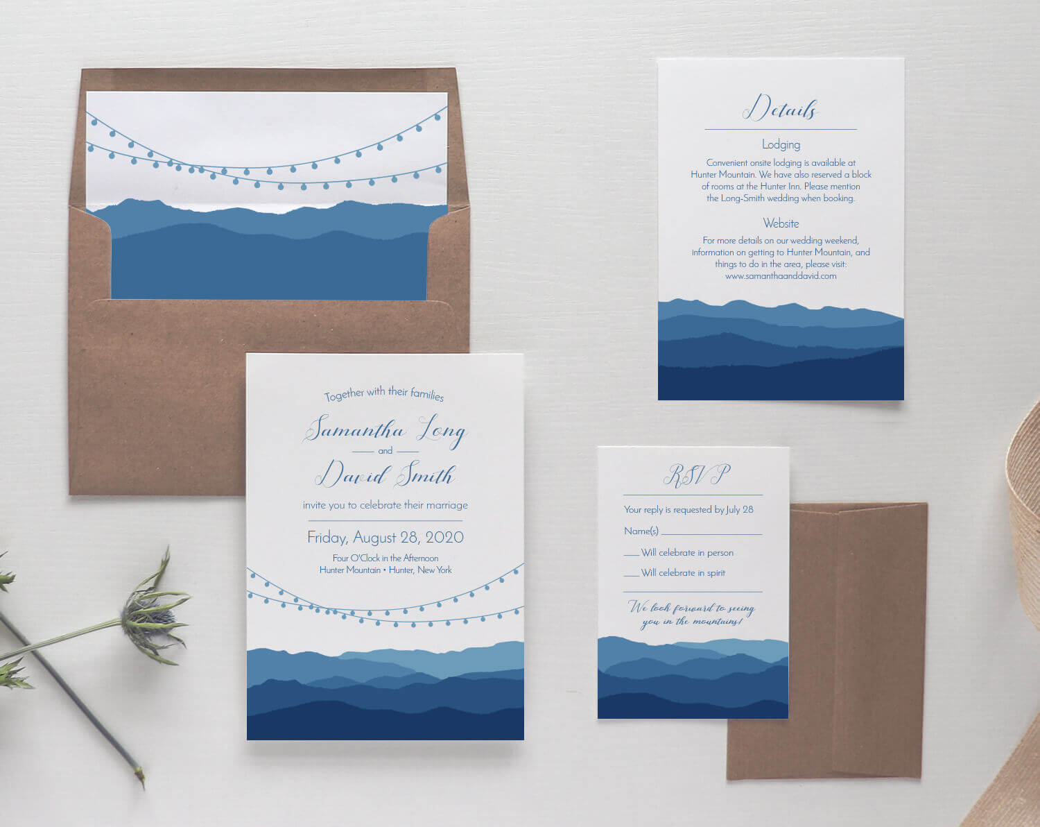 Blue Ridge Mountain Wedding Invitation Set