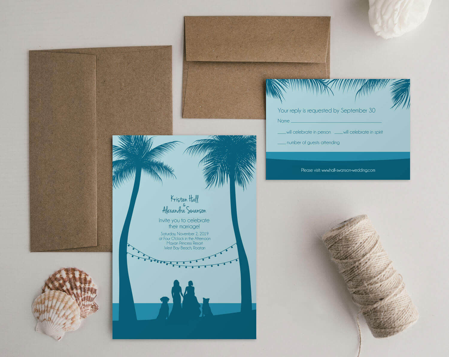 Beach Wedding Invitation Set